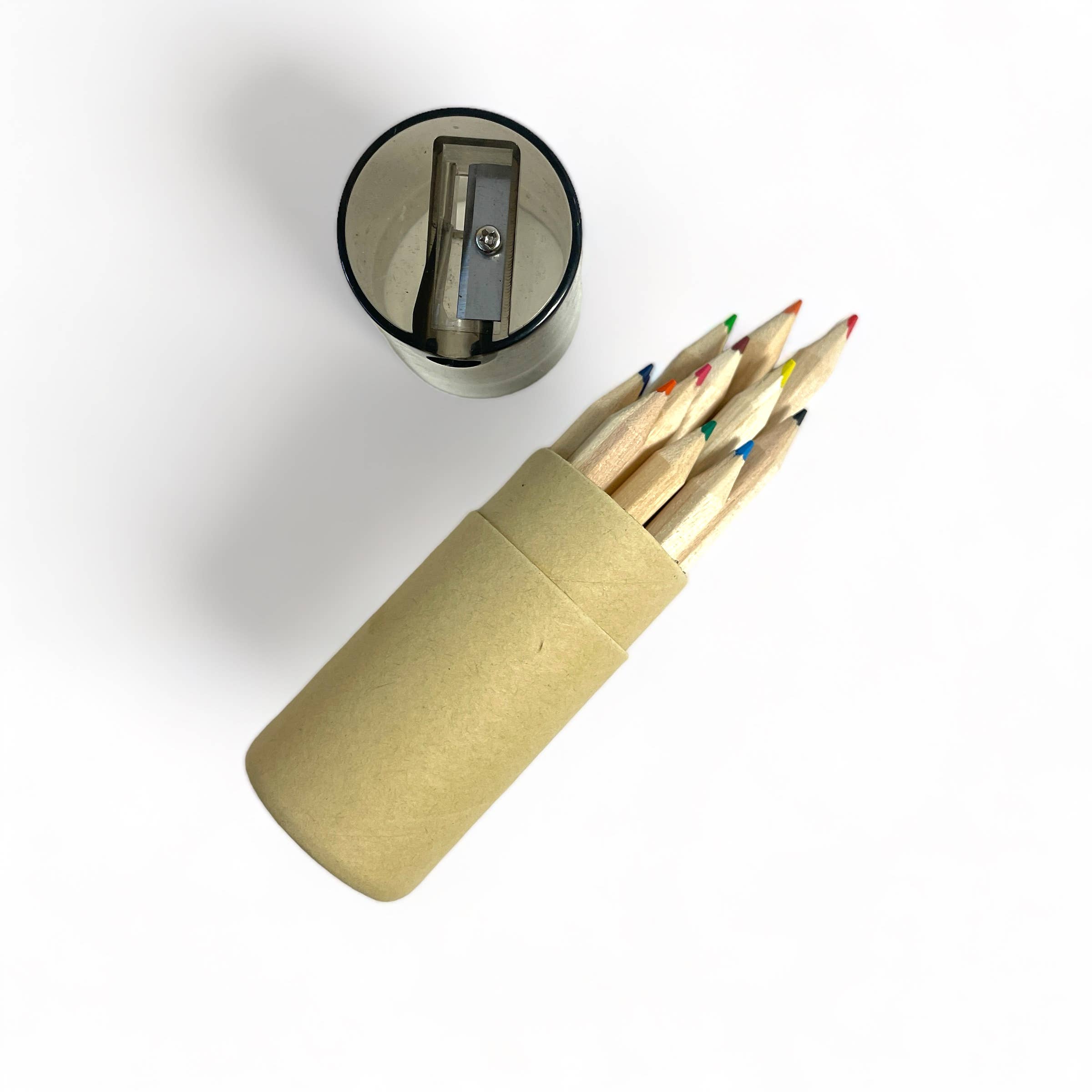 Mini Travel Compact Colored Pencils with Built In Sharpener